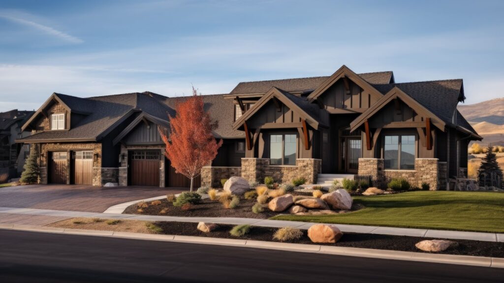 A luxurious Utah home with a spacious driveway and garage.